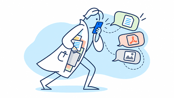 Medical Professional rushing with information