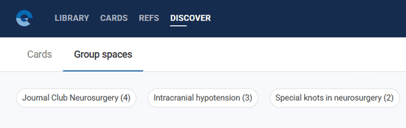 Discover Group Spaces tab showing available collaborative research groups