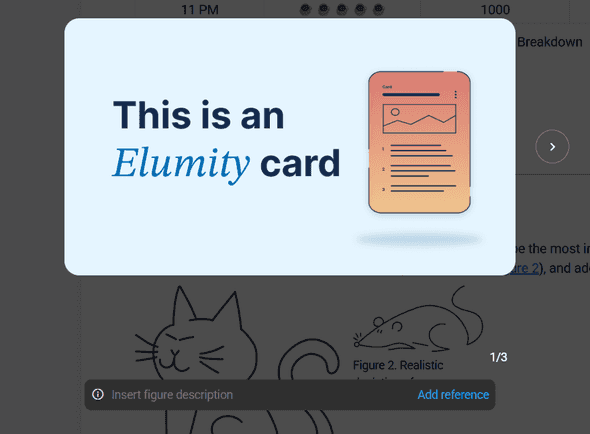 Image management options showing reference and caption fields
