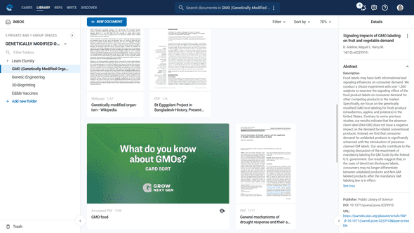 Document grid showing various thumbnail sizes and document types