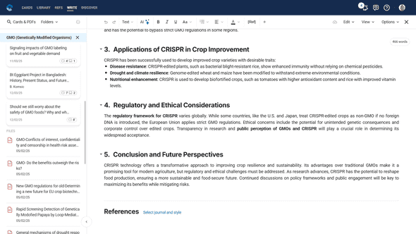 Write module showing integrated research access while writing