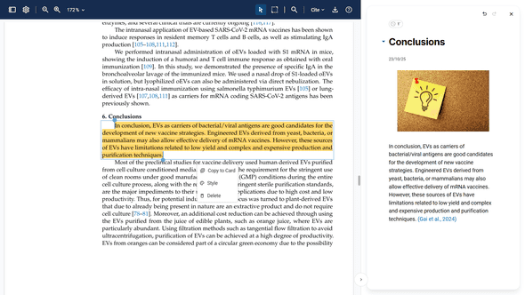 Reference with PDF link indicator showing connection to library document