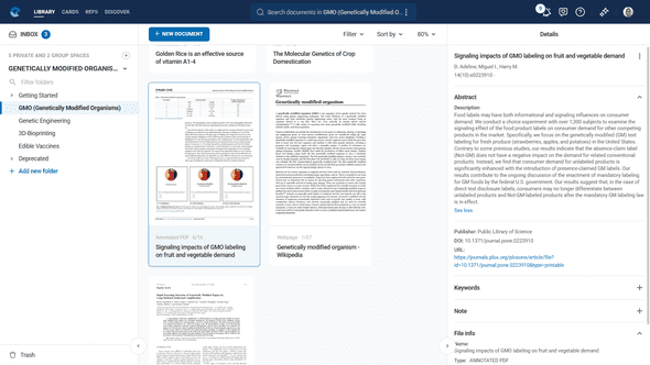 PDF document showing automatically extracted metadata