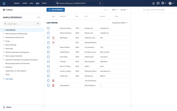 Viewing and organizing references