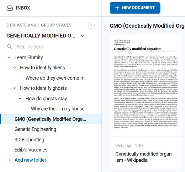 Folder hierarchy showing multiple levels of indentation