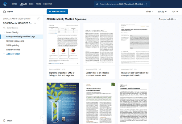 Space and folder navigation showing current location