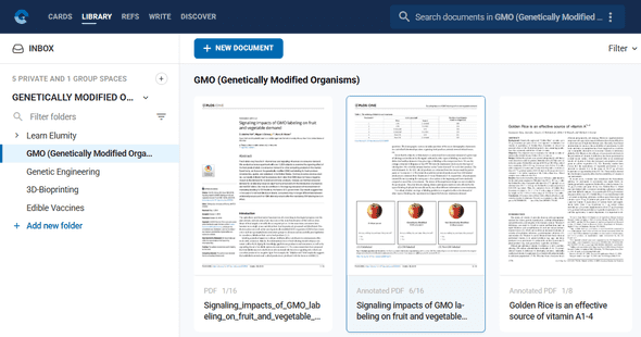 Left sidebar showing inbox, private spaces, and group spaces structure