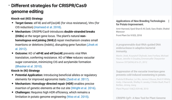 References sidebar showing all citations added to the current card